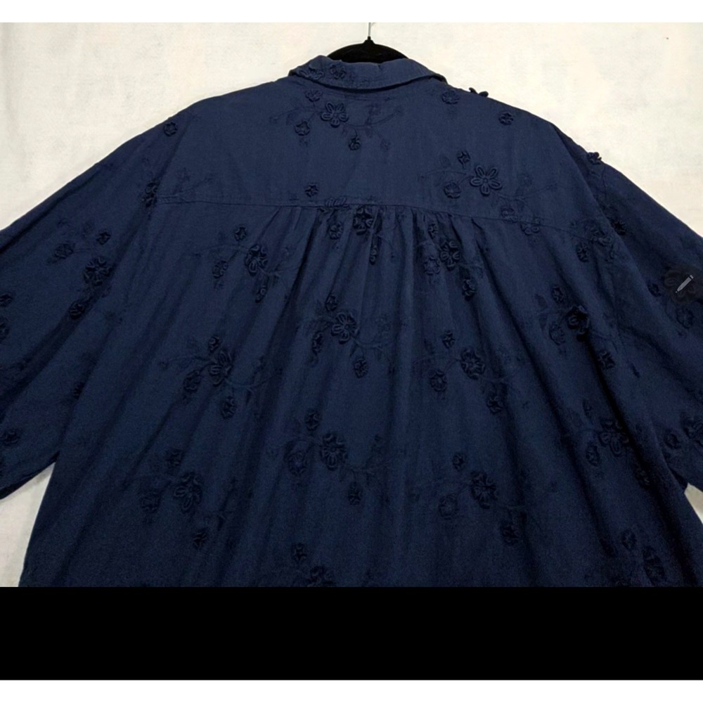 Laura Ashley Blouse 2X Floral Embroidery Eyelet 3D Cottagecore Balloon Sleeve - Picture 5 of 8